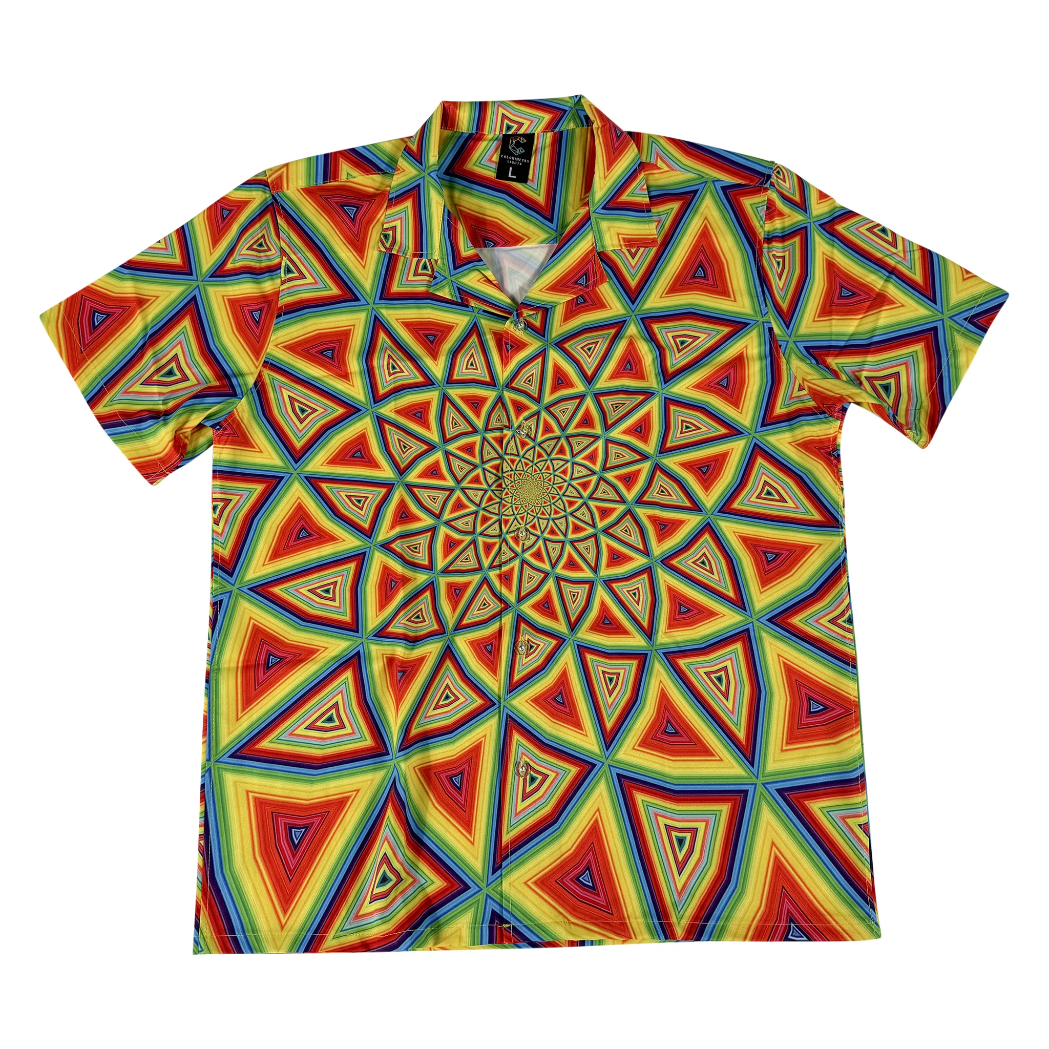 Color Spiral Button-Down Shirt